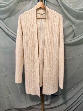 GAP Cream Open-Front Textured Cardigan